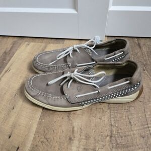 Sperry Women's Grey Leather 9.5m Boat Shoes